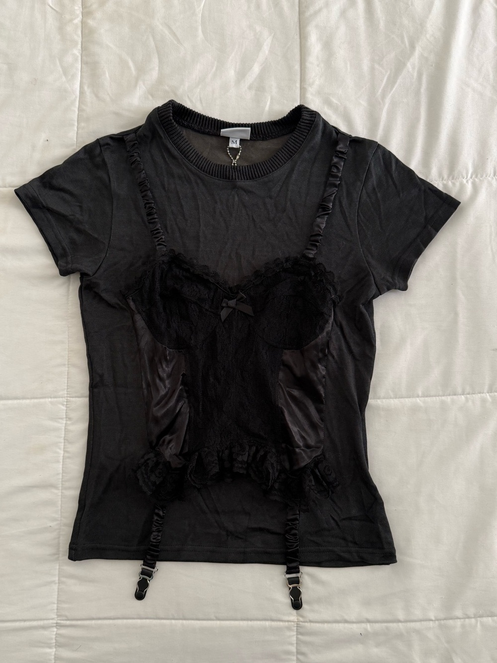 VAQUERA Ruffle Corset Overlay T-Shirt - Picture 3 of 7